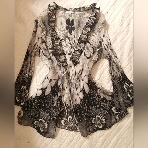 Black and white blouse/cover, large but fits like a small